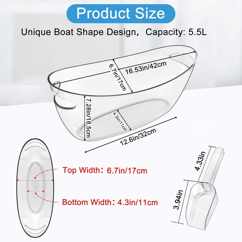 Blaithom Ice Buckets for Parties 2 Packs,Ice Bucket with Scoops&Metal Wine Bottle Opener,Large Acrylic Ice Champagne Buckets Tub for Parties,Mimosa Bar Supplies,Beer,Beverage&Drinks 5.5L (16.53 x 6.8 x 7.3in) - Image 4